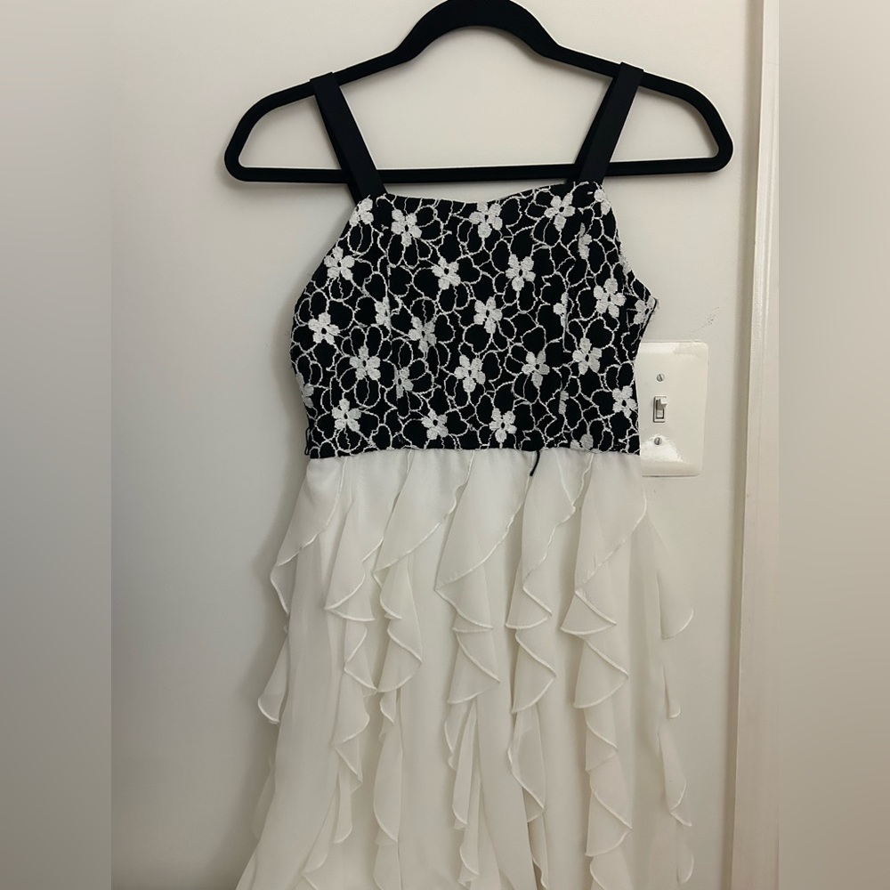 Emily West Girl’s Black and White Lace Ruffle Dress